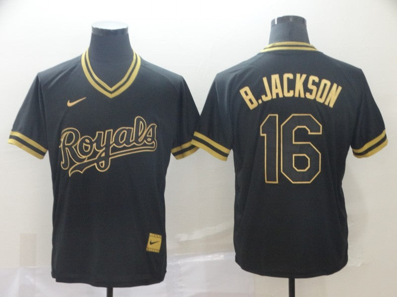 Men's Kansas City Royals Bo Jackson #16 Black Baseball Jersey
